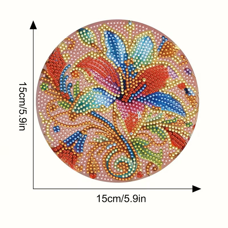 4pcs Lily Flower Pattern Heat-insulated Table Mats COMPLETED, SEALED