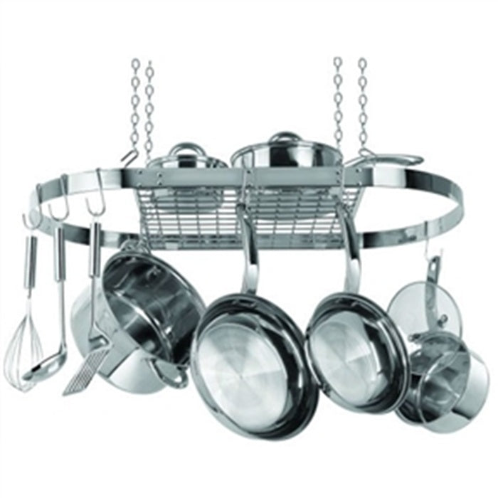 Stainless Steel Oval Pot Rack for Kitchen Cookware Storage image 0
