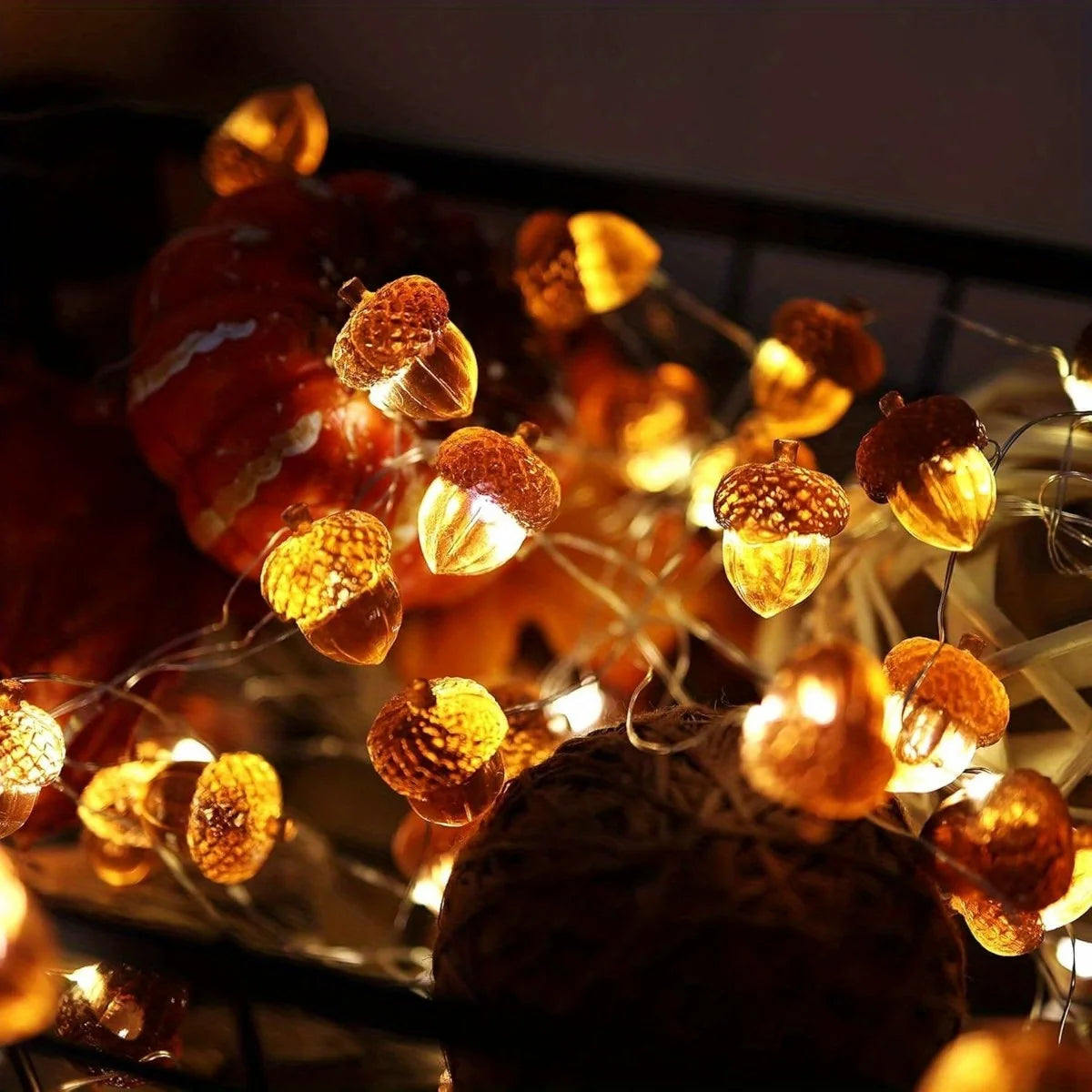 Acorn String Lights Thanksgiving Decorations Fairy Lights 30 LEDs 9.8ft Battery Powered for Bedroom Farmhouse Home Holiday Decor