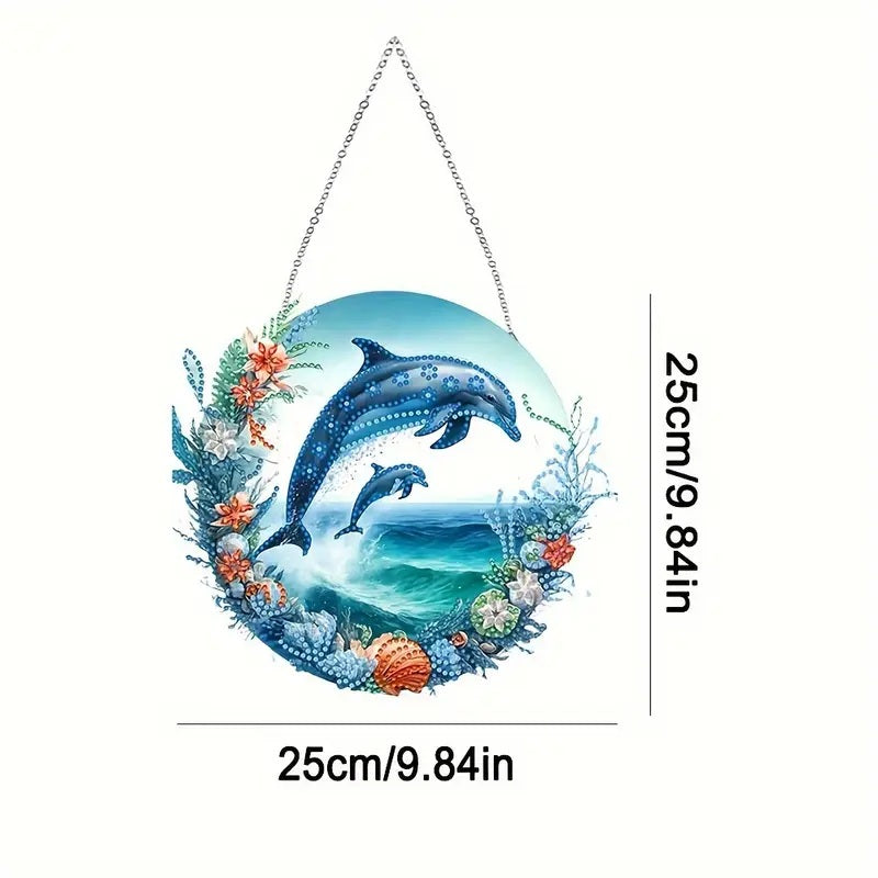 Dolphins Hanging Acrylic Diamond Jewel Art Double-Sided Decor COMPLETED SEALED image 5