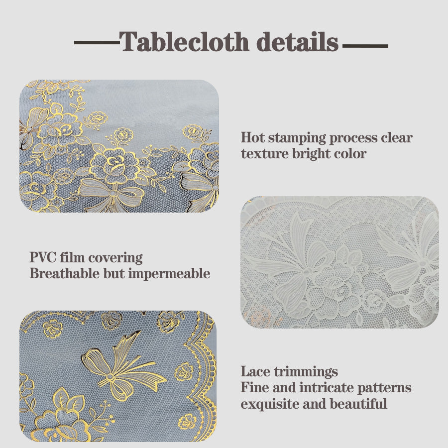 Lace thickened tablecloth rectangular waterproof oil resistant stain resistant E image 4
