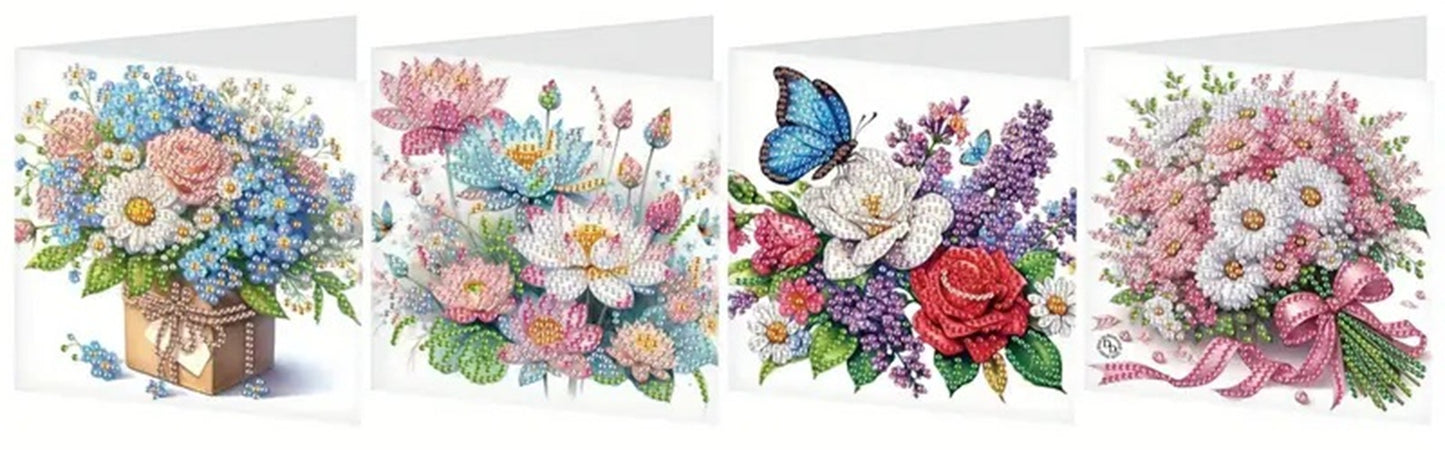 4 Vibrant Note Floral Greeting Cards Jewel Art COMPLETE U CHOOSE image 6