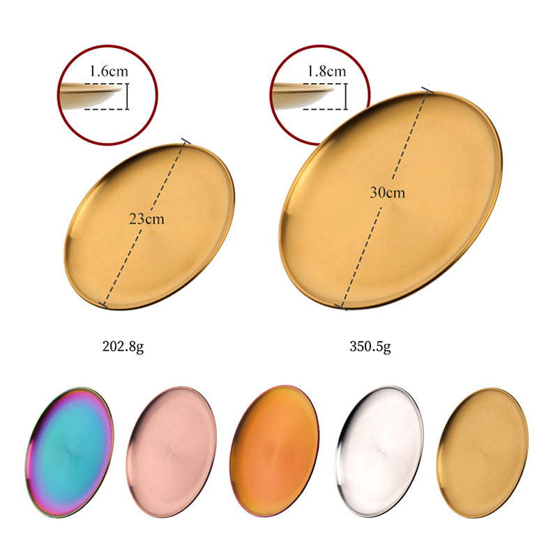 Stainless Steel Dinner Plates European Style Dessert Plate Kitchen Serving Dishe image 5