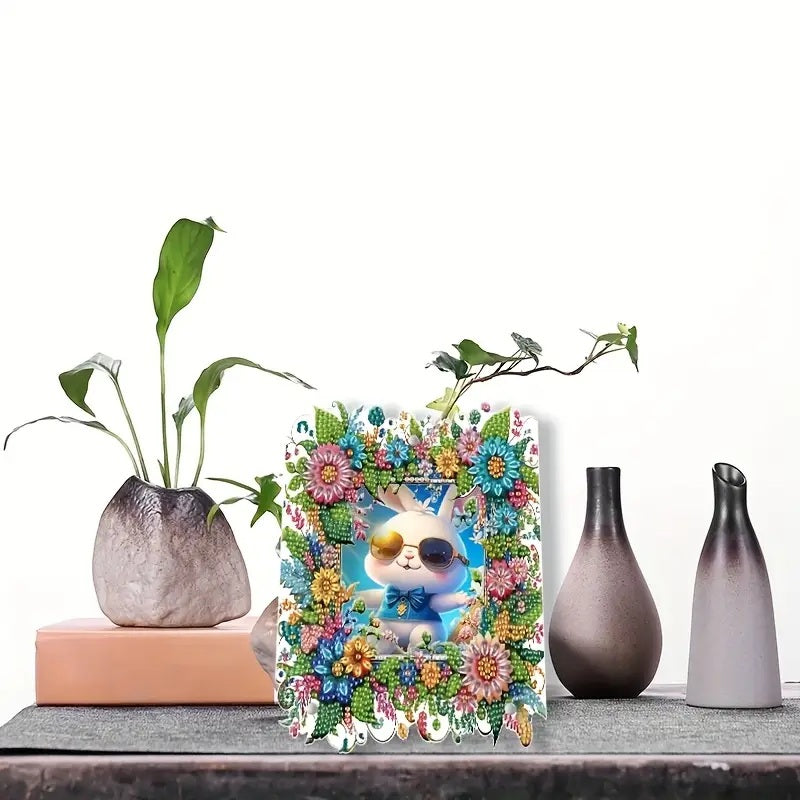 Floral Picture Frame And Stand Acrylic Diamond Painting Art COMPLETED, SEALED image 2