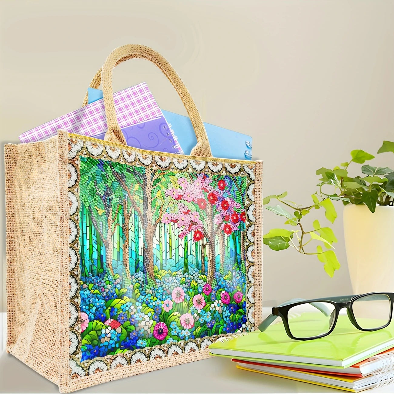 Forest Garden Design Shopping Bag Handbag Diamond Jewel Art Painting COMPLETED image 5