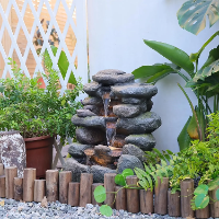 Water Features Outdoor Patio 6-Tier Cascading Rock Water Fountain Water Fall Fou image 7