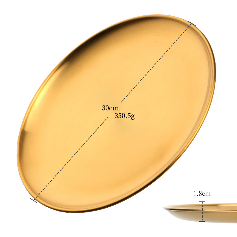 Stainless Steel Dinner Plates European Style Dessert Plate Kitchen Serving Dishe image 6