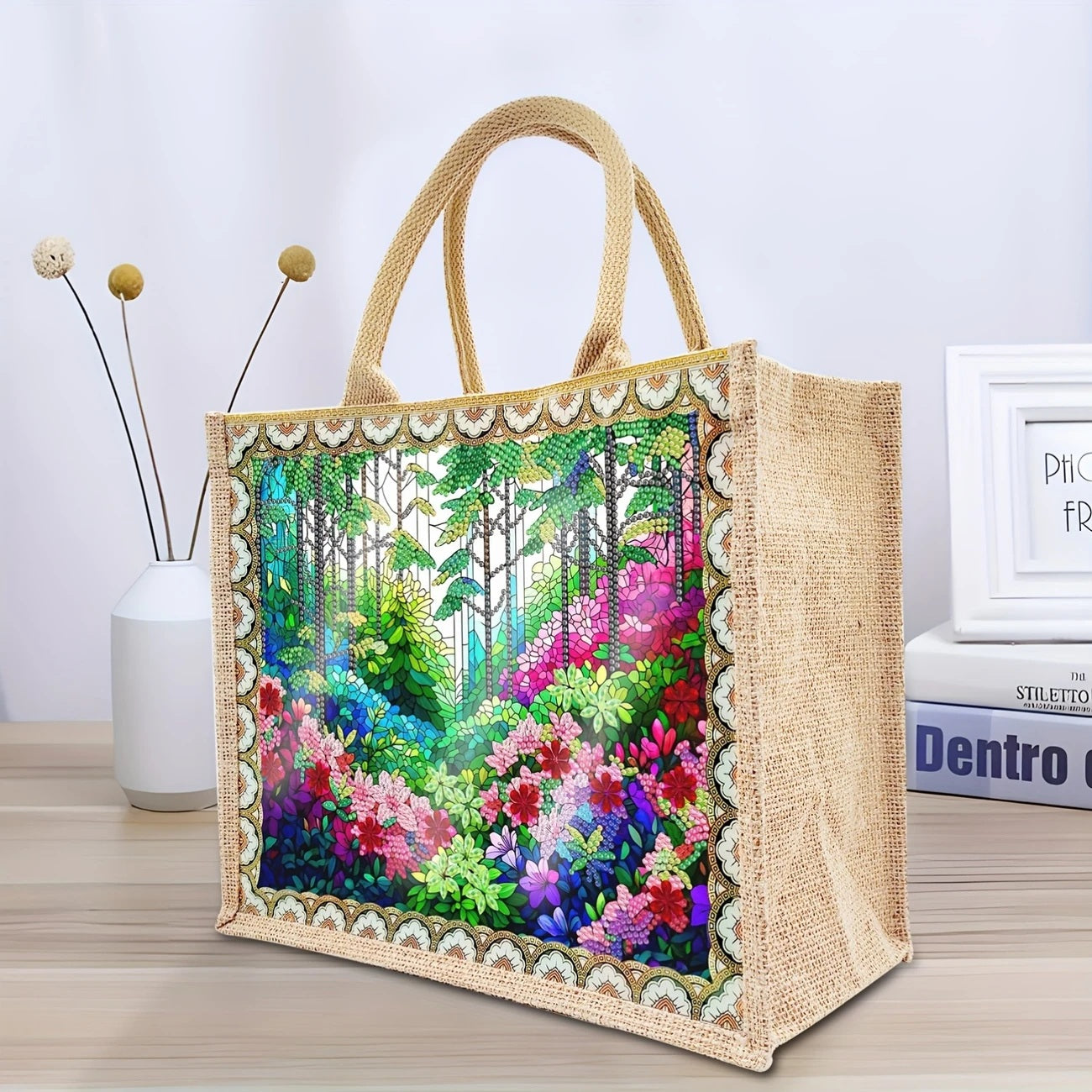 Forest Garden Design Shopping Bag Handbag Diamond Jewel Art Painting COMPLETED image 2
