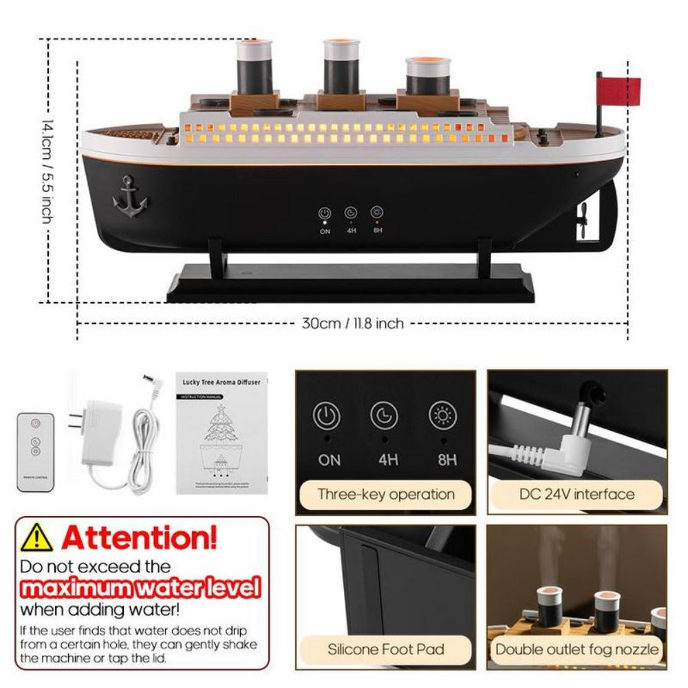 Titanic Ship Model Air Humidifier Home 250ml Remote Control Essential Oil Jellyf image 5