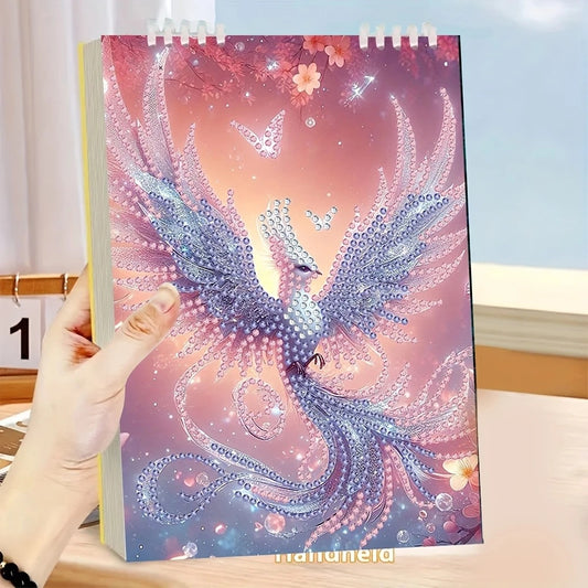 Pink Phoenix Pattern Style Notebook Diamond Jewel Art COMPLETED & SEALED image 0