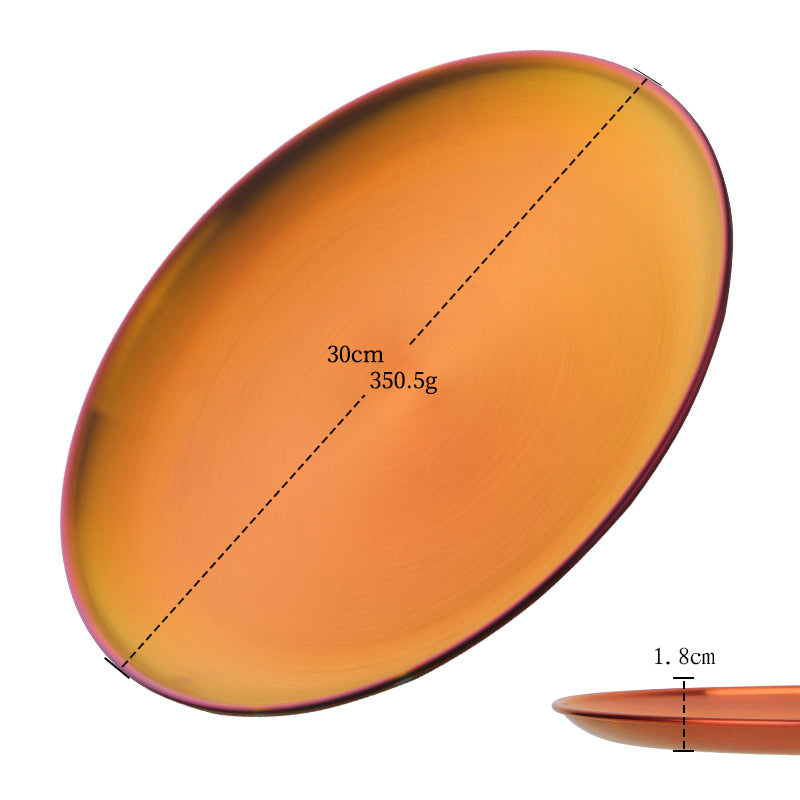 Stainless Steel Dinner Plates European Style Dessert Plate Kitchen Serving Dishe image 14