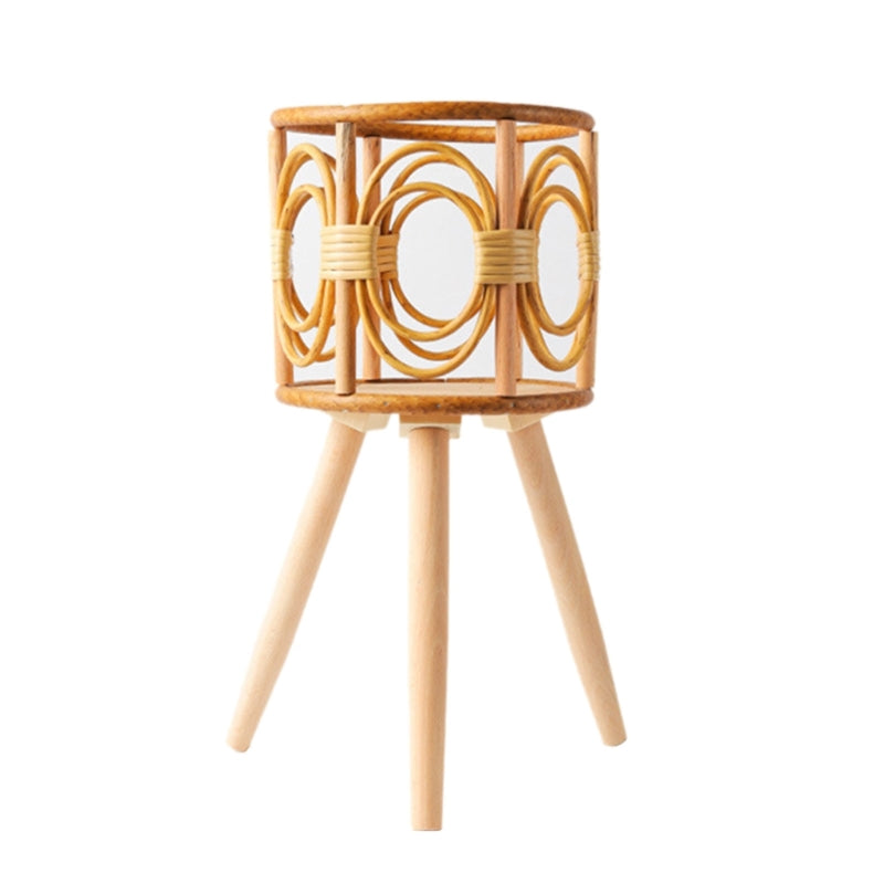Rattan Plant Stand Woven Plant Stand Wooden Wicker Planter with Wooden Legs Ratt image 7