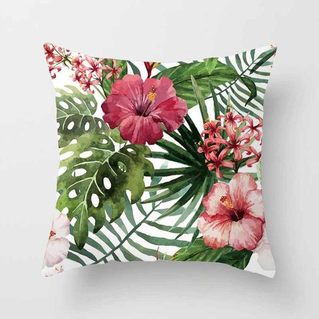 Vintage Flower Tropical Leaves Cushion Cover image 11