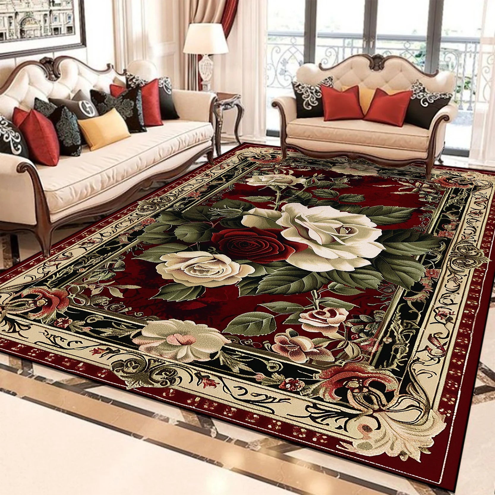 VIKAMA European Style Flower Carpets for Living Room Retro Decoration Home Carpe image 3