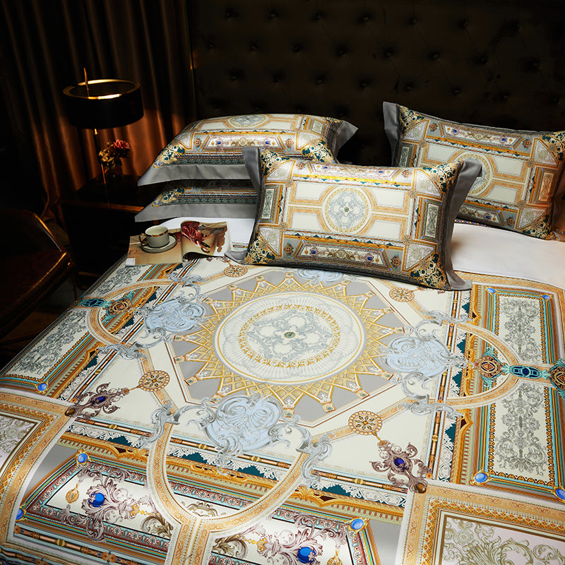 Premium 1000TC Egyptian Cotton Luxury Bedding Set Boho Style Digital Printing Du image 21