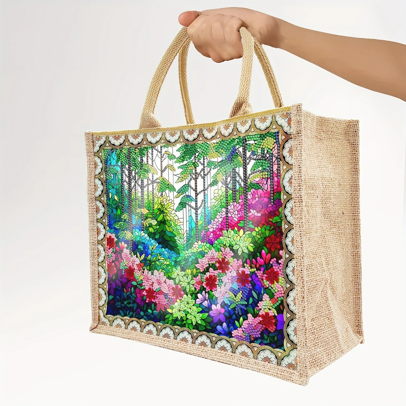 Forest Garden Design Shopping Bag Handbag Diamond Jewel Art Painting COMPLETED image 3