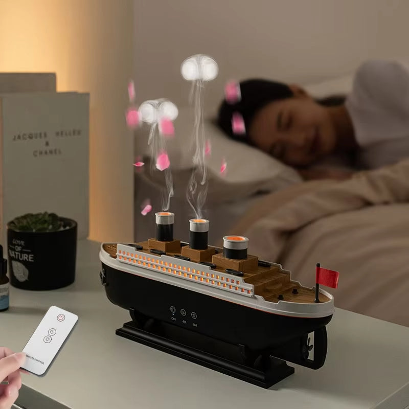 Titanic Ship Model Air Humidifier Home 250ml Remote Control Essential Oil Jellyf image 0