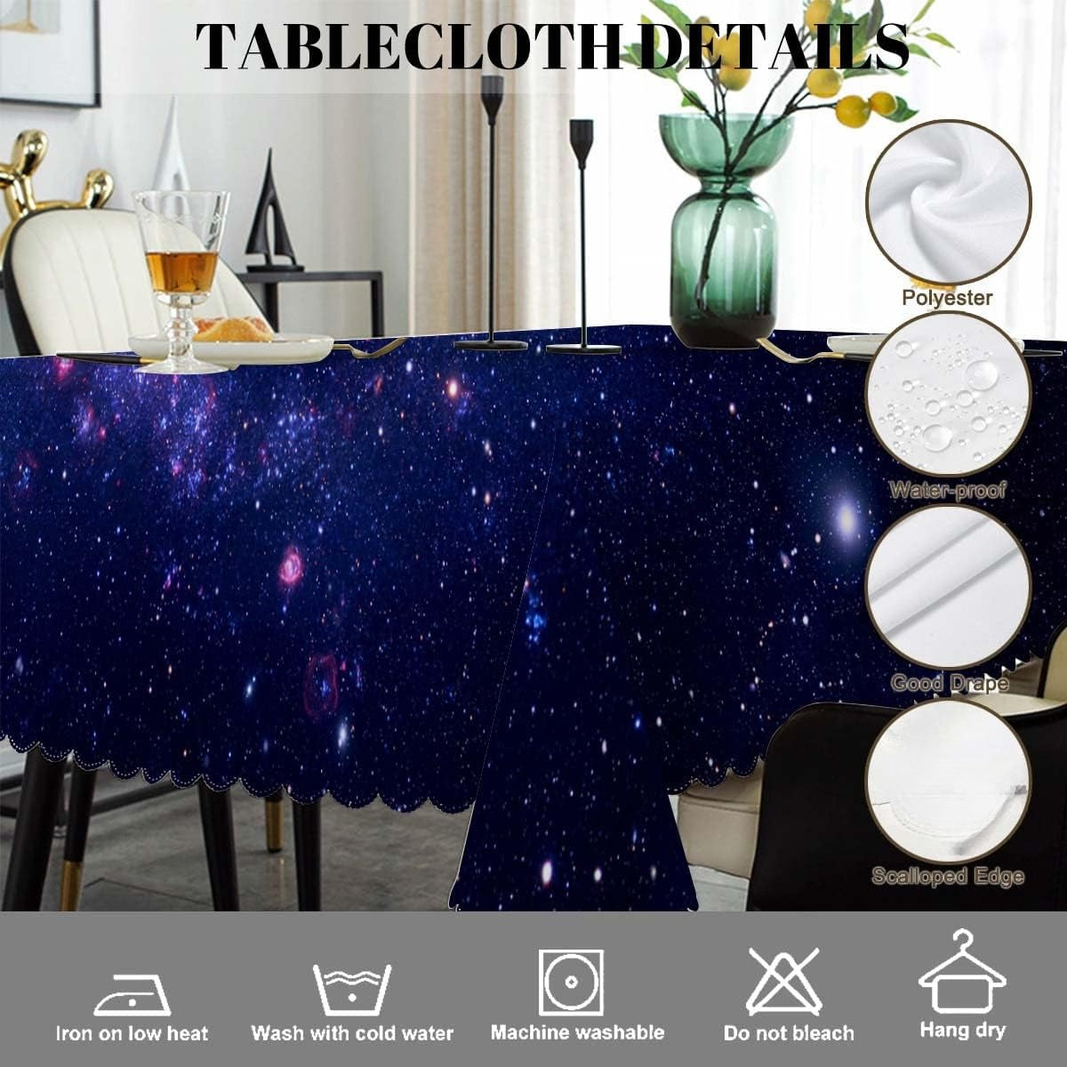 Galaxy Universe Space Rectangle Waterproof Tablecloth Home Table Decor Reusable  image 3