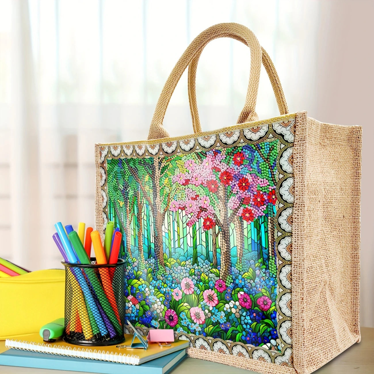 Forest Garden Design Shopping Bag Handbag Diamond Jewel Art Painting COMPLETED image 0