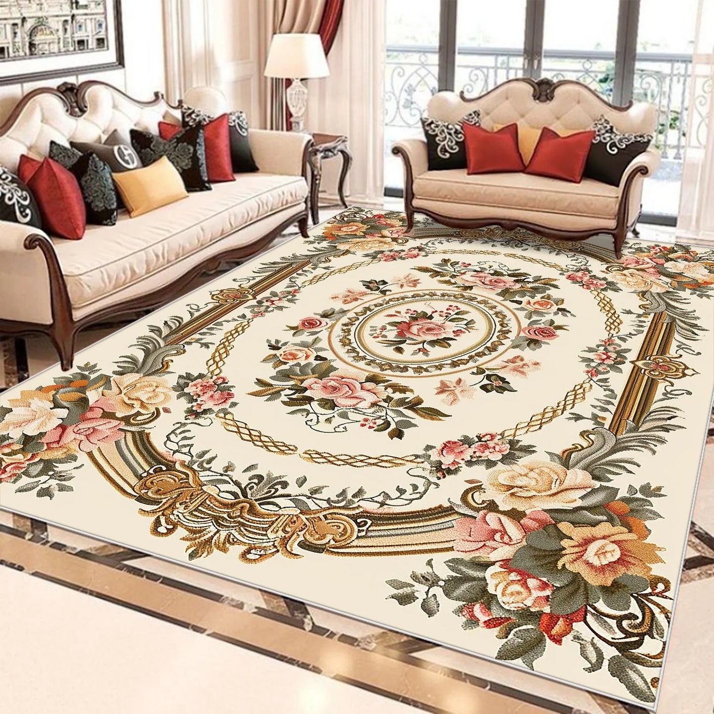 VIKAMA European Style Flower Carpets for Living Room Retro Decoration Home Carpe image 8