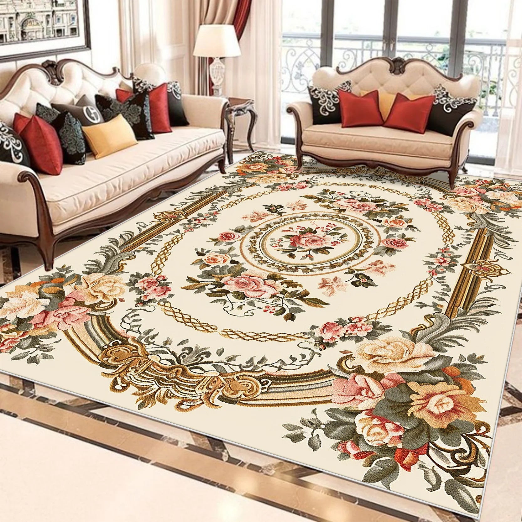 VIKAMA European Style Flower Carpets for Living Room Retro Decoration Home Carpe image 8