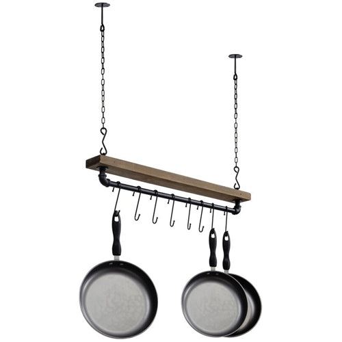 FarmHome Rustic Industrial 8 S-Hooks Ceiling Mounted Hanging Pot Rack image 1