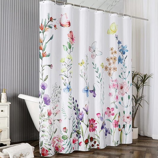 Floral Summer Shower Curtain Flower Fabric Cloth Shower Curtains for Rustic Vint image 0