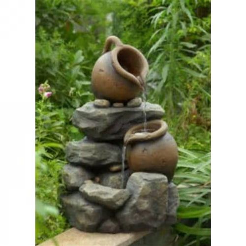 Outdoor Garden Polyresin Rock and Pitchers Waterfall Fountain with Pump image 1