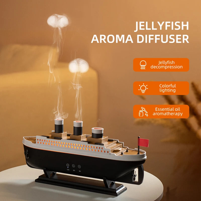 Titanic Ship Model Air Humidifier Home 250ml Remote Control Essential Oil Jellyf image 3