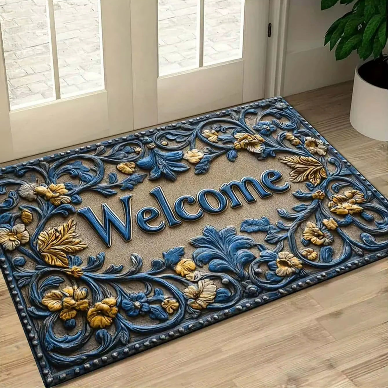 Stylish Modern Style Polyester Doormats Trending Machine Made Non-Slip Entryway  image 9
