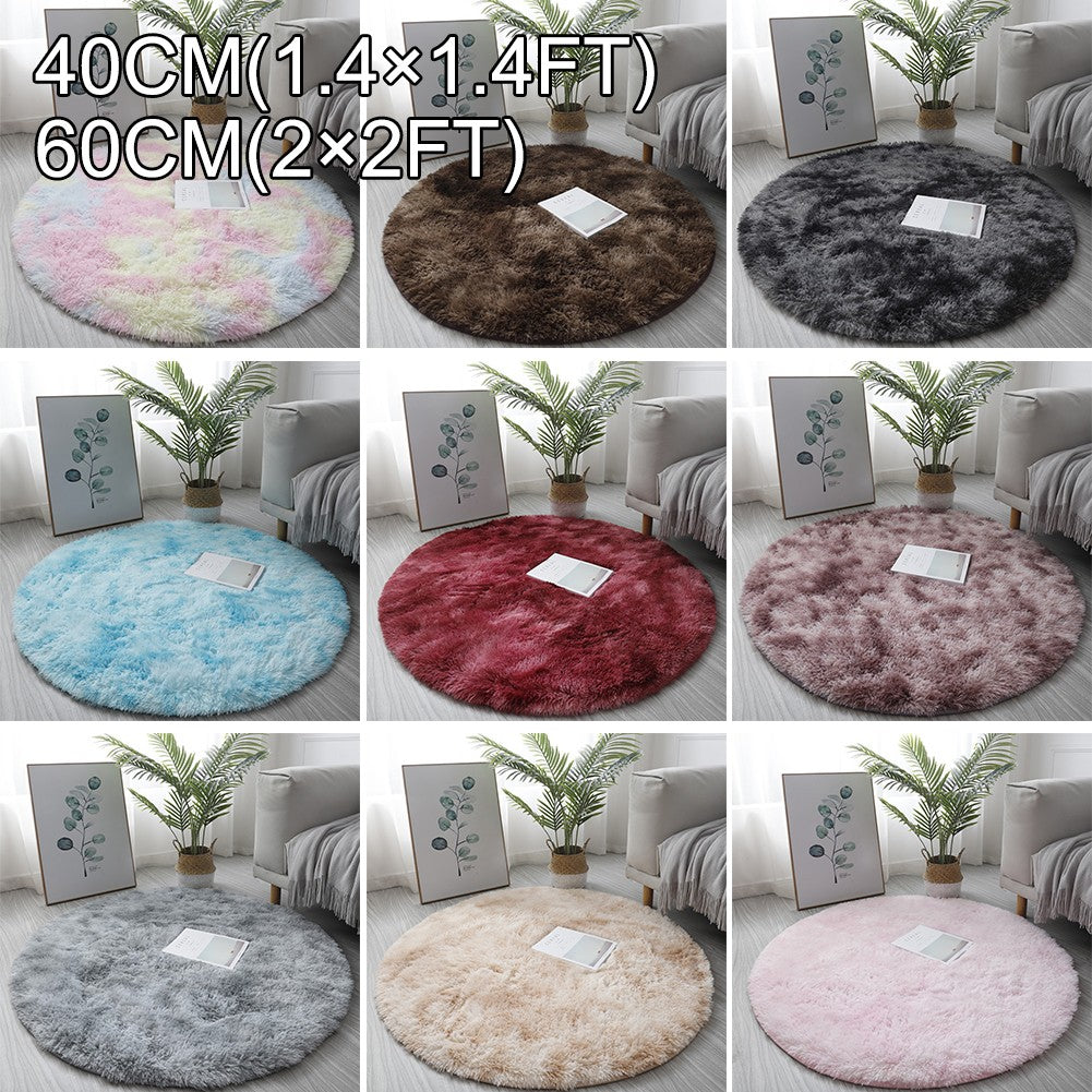 1pc 40cm/60cm Plush Round Rug Mat Fluff Carpet For Living Room Soft Home-Decor B image 0