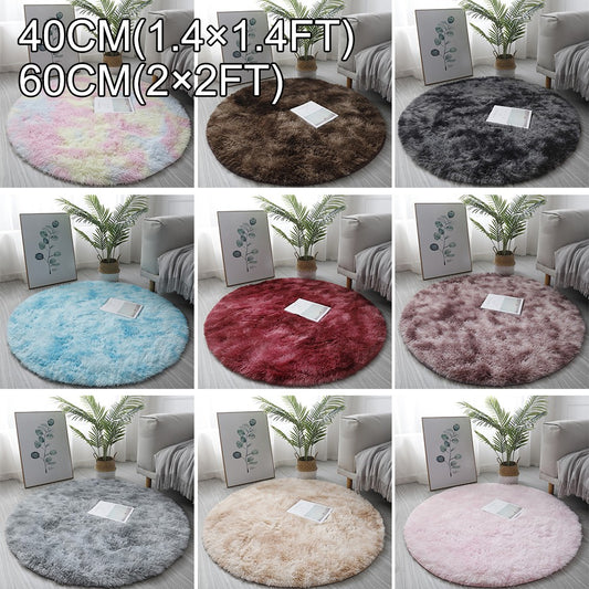 1pc 40cm/60cm Plush Round Rug Mat Fluff Carpet For Living Room Soft Home-Decor B image 0