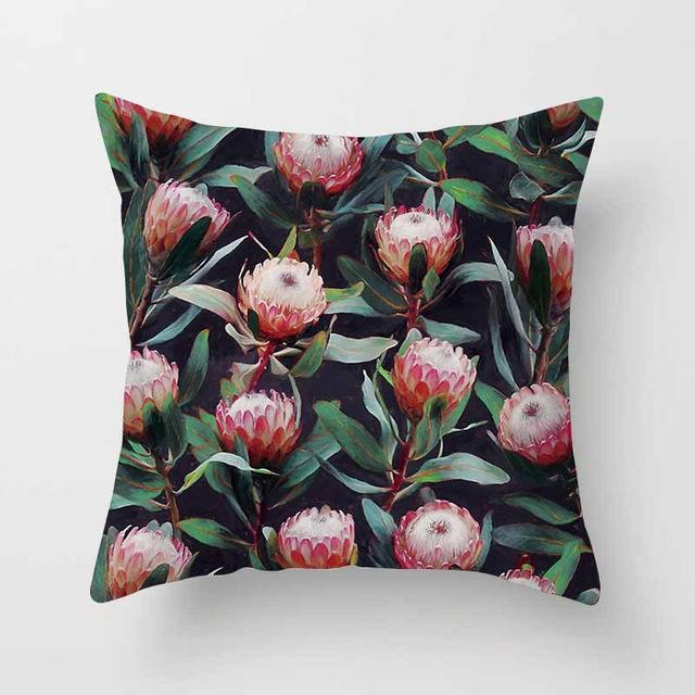 Vintage Flower Tropical Leaves Cushion Cover image 13