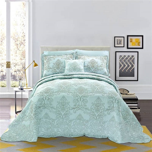 Queen 100-Percent Cotton Chenille Bedspread with Fringe Hem in Khaki Taupe Beige image 1