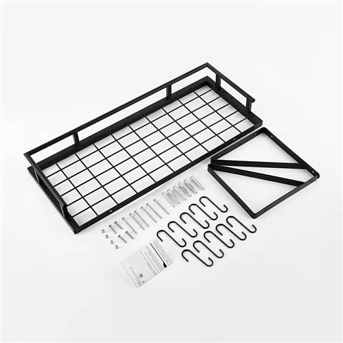 Matte Black Stainless Steel Wall Mounted Pot Rack with 10 Hanging Hooks image 2