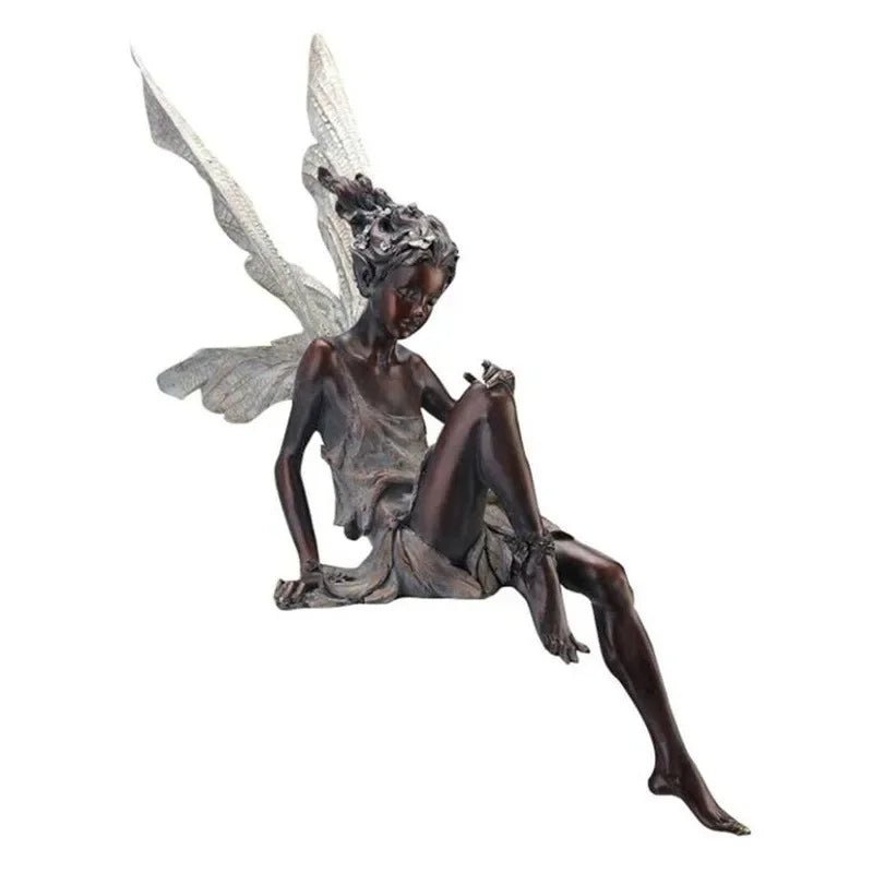 Playing The Flute Fairy Statue Angel Garden Sculpture Decoration Outdoor Garden  image 7