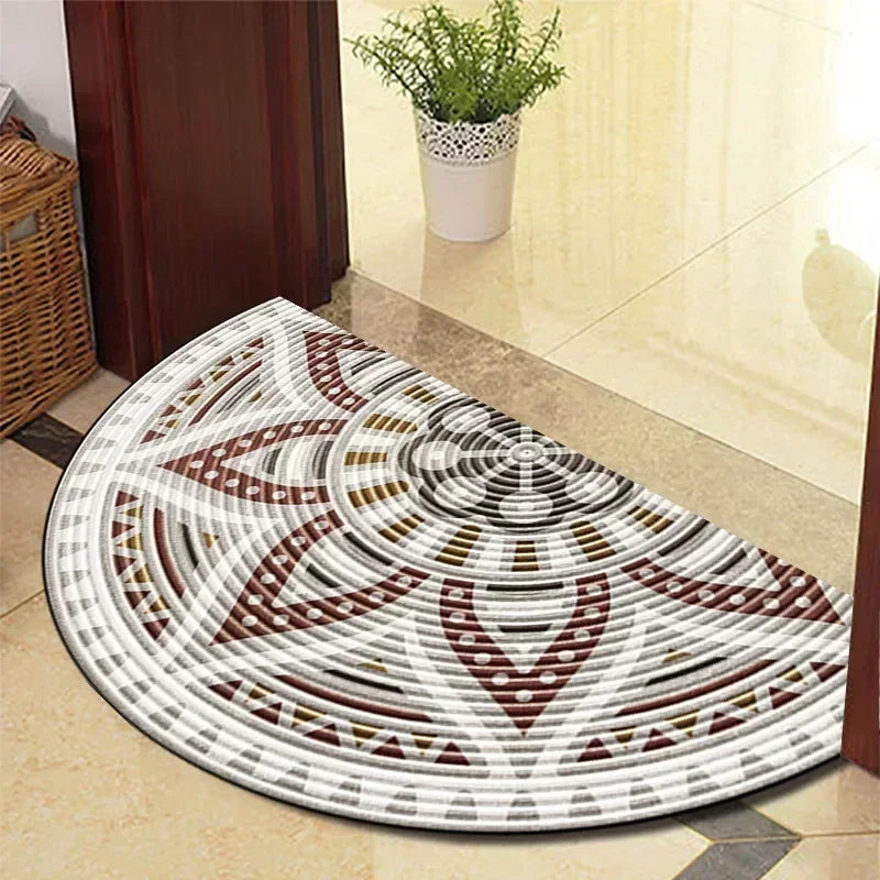 Retro Door Rug Semi-circular Floor Mat European Style Carpet for Living Room Ind image 19
