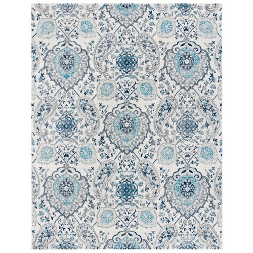 Coastal Blue Grey Damask Indoor Area Rug image 0