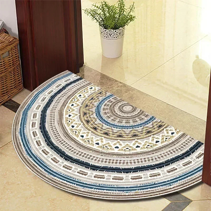 Retro Door Rug Semi-circular Floor Mat European Style Carpet for Living Room Ind image 3