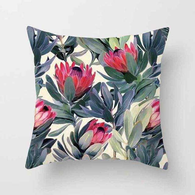 Vintage Flower Tropical Leaves Cushion Cover image 2