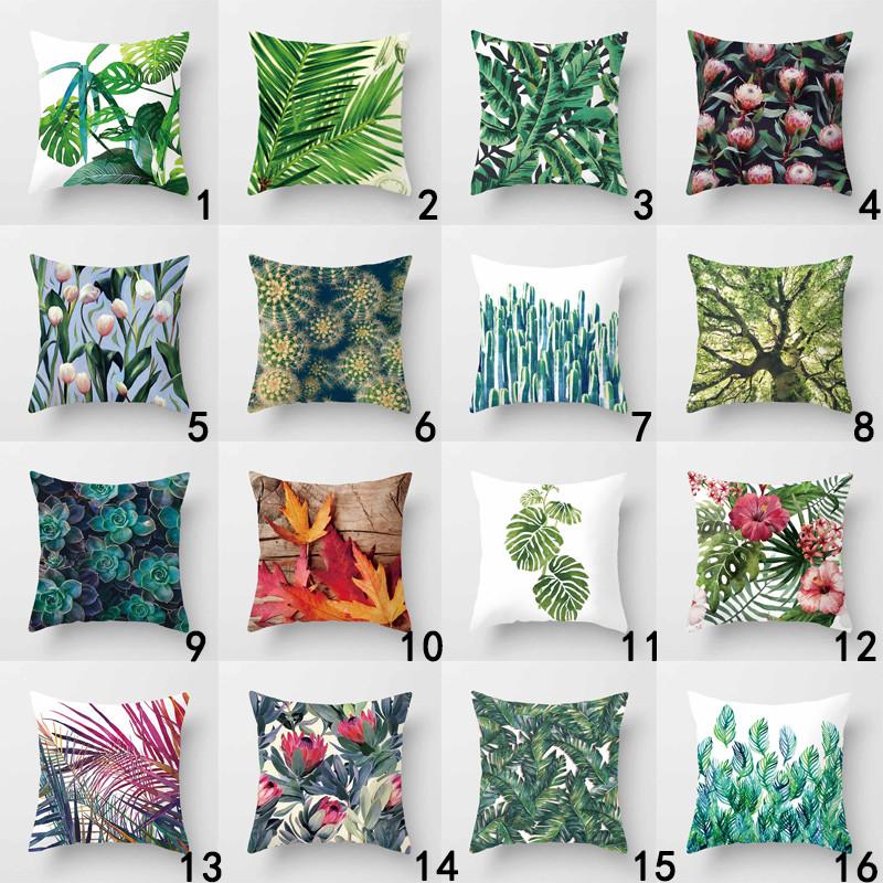 Vintage Flower Tropical Leaves Cushion Cover image 16
