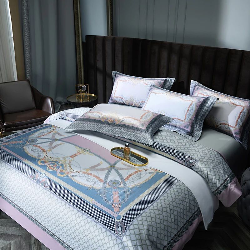 Premium 1000TC Egyptian Cotton Luxury Bedding Set Boho Style Digital Printing Du image 26