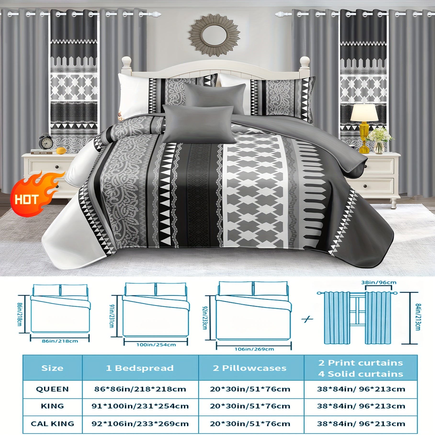ROYBERRY Luxury Curtain and Bedding 9pcs Set, Simple and Noble Bedroom Decoratio image 4