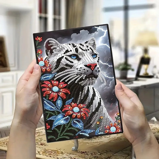White Tiger Notebook, Journal, Sketchbook Diamond Jewel Art COMPLETED image 0
