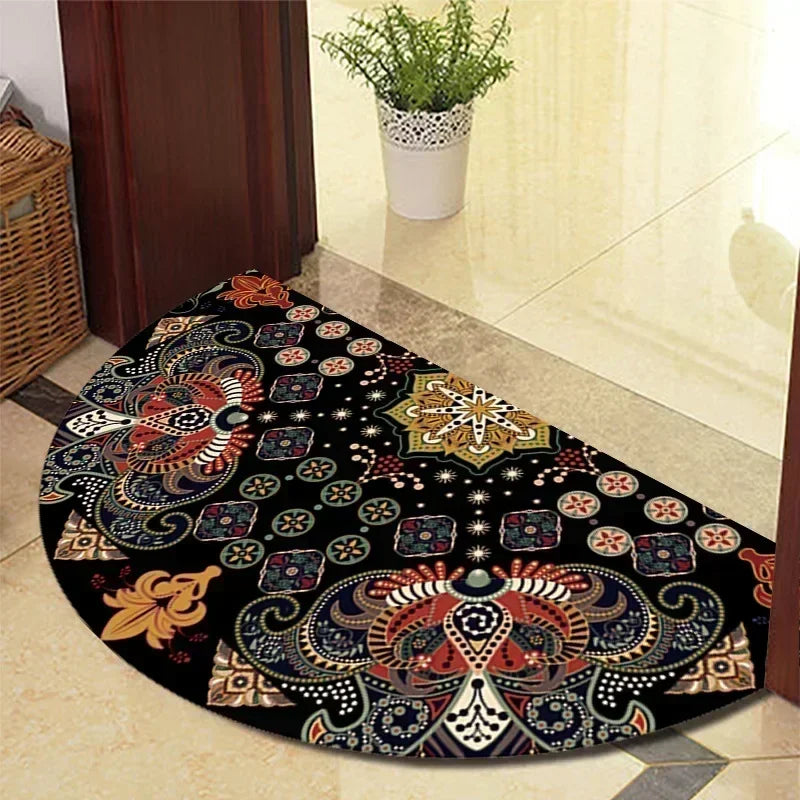 Retro Door Rug Semi-circular Floor Mat European Style Carpet for Living Room Ind image 12