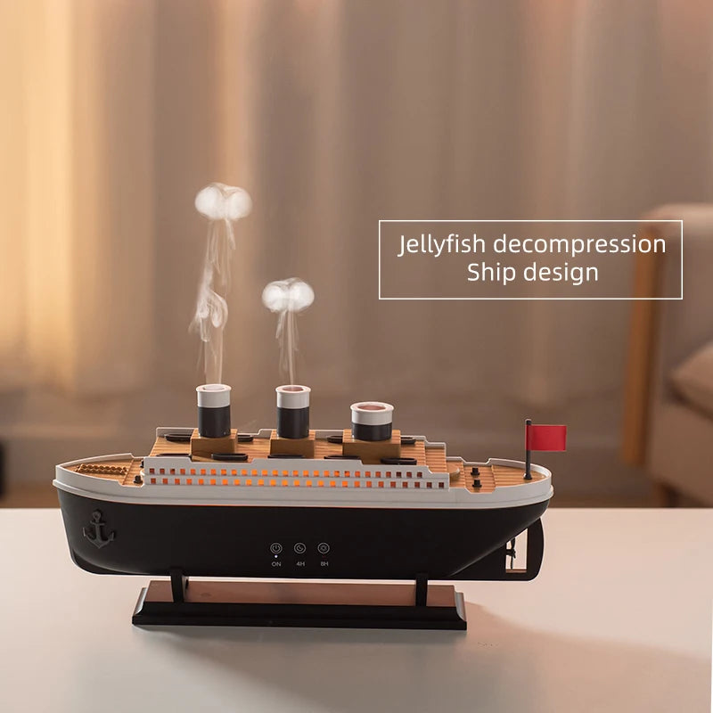Titanic Ship Model Air Humidifier Home 250ml Remote Control Essential Oil Jellyf image 4