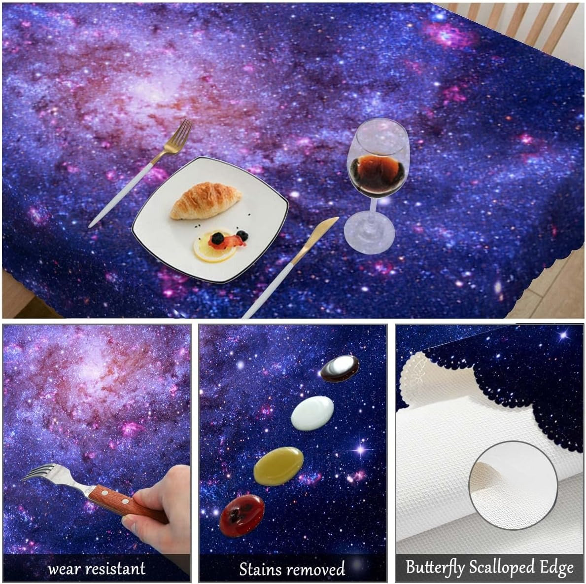 Galaxy Universe Space Rectangle Waterproof Tablecloth Home Table Decor Reusable  image 5