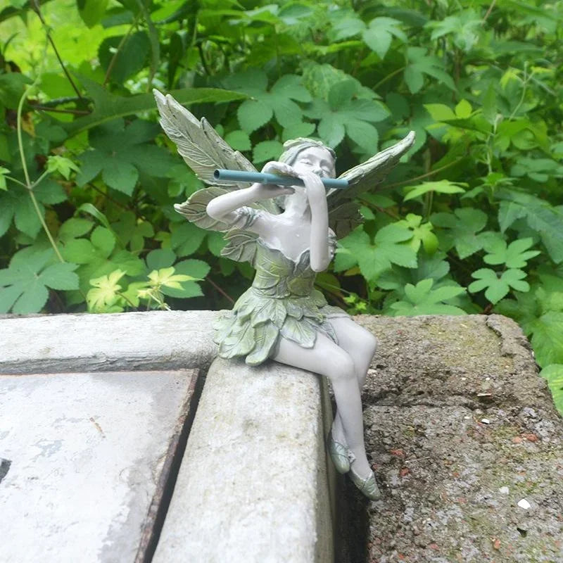 Playing The Flute Fairy Statue Angel Garden Sculpture Decoration Outdoor Garden  image 5