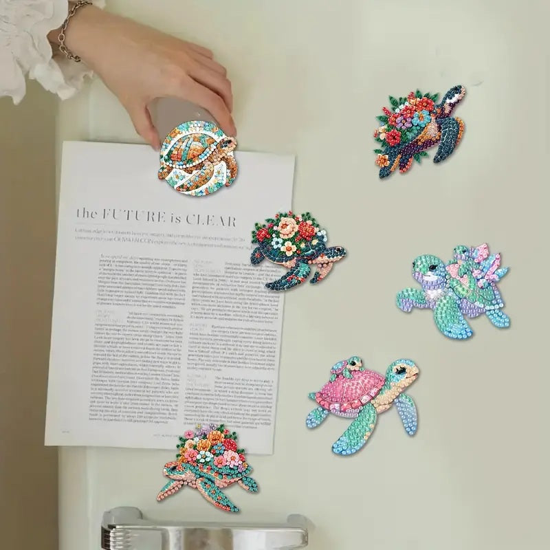 6pcs Turtles Diamond Jewel Art for Refrigerators Magnetic Completed image 1