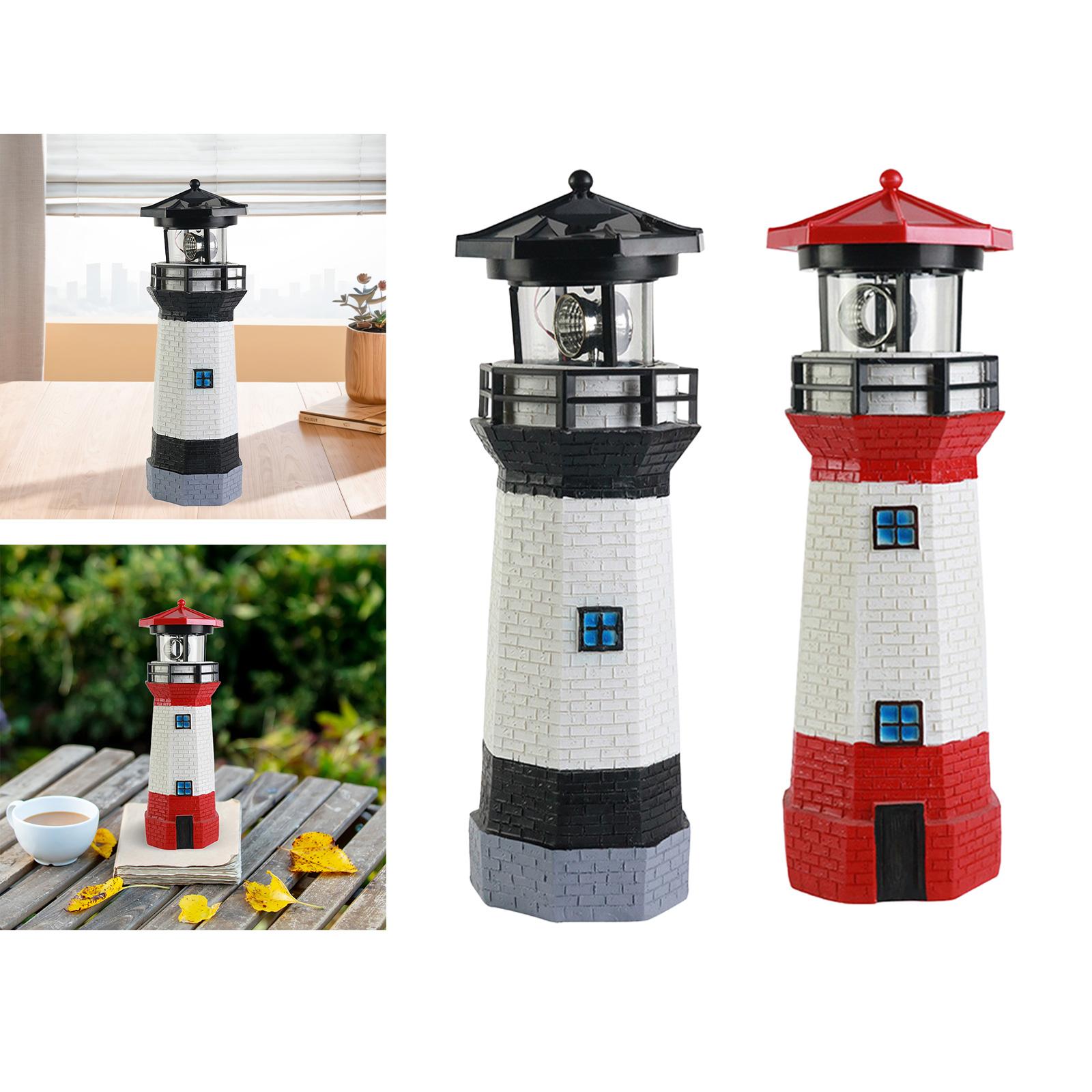 Solar Lighthouse Garden Statue Resin Figurine Lighthouse Sculpture Solar LED Lam image 3